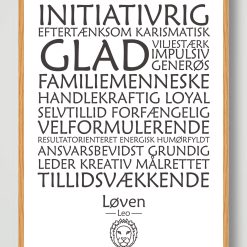 Stjernetegn løven (hvid) - plakat (Størrelse: M - 30x40cm)